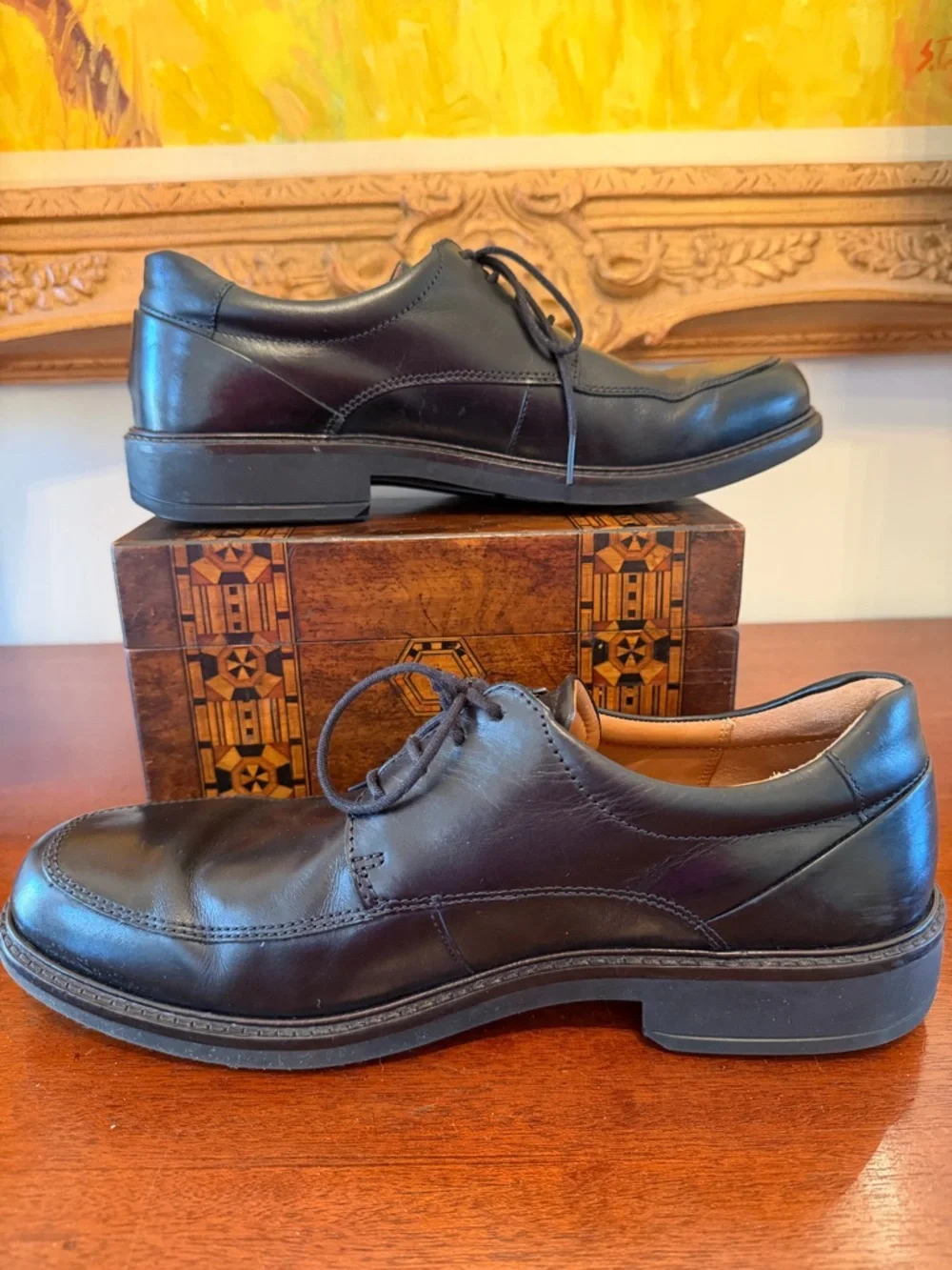 ECCO Men’s Black Leather Derby Oxford Shoes EU 43 US 9-9.5